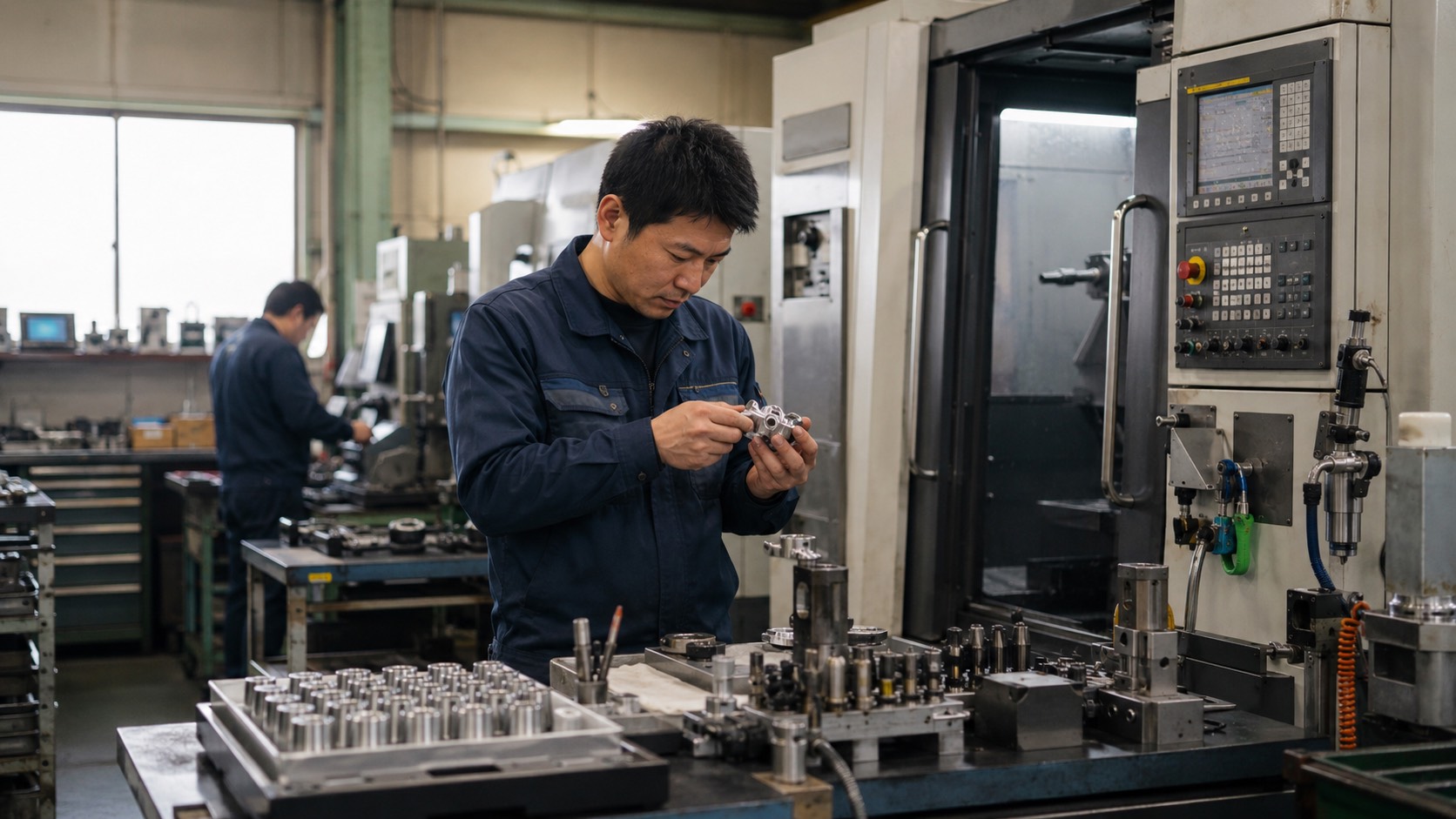 テスト精密工業株式会社(サンプル)：一つひとつの部品を丁寧に仕上げる作業風景